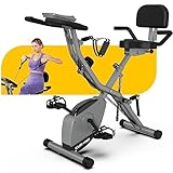 KURONO Stationary Exercise Bike for Home Workout | 4 IN 1 Foldable Indoor Cycling Bike for Seniors | 330LB Capacity, 16-Level Magnetic Resistance, Seat Backrest Adjustments