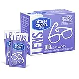 Nice'n Clean SmudgeGuard Lens Cleaning Wipes (100 Total Wipes) | Pre-Moistened Individually Wrapped Wipes | Non-Scratching & Non-Streaking | Safe for Eyeglasses, Goggles, & Camera Lens