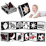 Black and White High Contrast Baby Toys 0-6 6-12 Months Soft Book for Newborn Brain Development Tummy Time Toys Infant Sensory Crinkle Toys 0-3 3-6 Month Montessori Learning Activities for Babies
