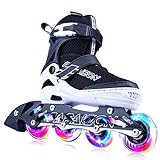 PAPAISON Adjustable Inline Skates for Kids and Adults with Full Light Up Wheels, Outdoor Roller Blades for Girls and Boys, Men and Women