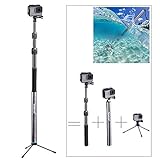 Smatree S3C Carbon Fiber Detachable Extendable Floating Pole with Tripod Stand Compatible for GoPro MAX/GoPro Hero Fusion/8/7/6/5/4/3 Plus/3/GoPro Hero 2018/DJI OSMO Action Camera
