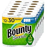 Bounty Quick-Size Paper Towels, White, 12 Family Rolls = 30 Regular Rolls (Packaging May Vary)