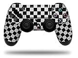 WraptorSkinz Skin Compatible with Sony PS4 Dualshock Controller PlayStation 4 Original Slim and Pro Checkered Canvas Black and White (Controller NOT Included)