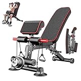 Adjustable Weight Bench - Utility Weight Benches for Full Body Workout, Foldable Flat/Incline/Decline Exercise Multi-Purpose Bench for Home Gym