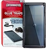 Catchmaster Glue Mouse Traps Indoor for Home 10PK, Bulk Glue Traps for Mice and Rats, Pre-Baited Adhesive Plastic Trays for Inside House, Snake, Lizard, Insect, & Spider Traps, Pet Safe Pest Control