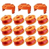 Eventronic 15 Pack WA0010 Replacement Trimmer Line Spool Compatible with Worx Weed Eater, 120ft .065 inch Autofeed Spool for Worx String Trimmers (12-Line spools+3 Cap)