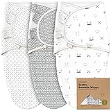 3-Pack Organic Baby Swaddle Sleep Sacks - Newborn Swaddle Sack, Ergonomic Baby Swaddles 0-3 Months, Swaddles for Newborns, Baby Sleep Sack, Baby Swaddle Blanket Wrap, Baby Essentials (Nordic)