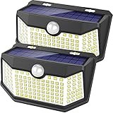 HMCITY Solar Lights Outdoor 120 LED with Lights Reflector and 3 Lighting Modes, Motion Sensor Security Lights,IP65 Waterproof Solar Powered for Garden Patio Yard (2Pack)