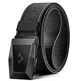 BULLIANT Tactical Belt for Men, Men Stretch Nylon Web Gift Belt 1.5'-Hiking Rigger Military Work-Quick Release(Black,34'-38' Waist Adjustable)