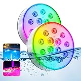 U UZOPI Pool Lights, Upgraded Rechargeable Submersible LED Lights with Remote IP68 Waterproof 16 Colors Hot Tub Underwater Pool Lights for above Ground Inground Pool, Bath, Party, Vase 2 Pack