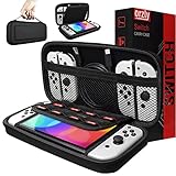Orzly Carry Case Compatible with Nintendo Switch and New Switch OLED Console - Black Protective Hard Portable Travel Carry Case Shell Pouch with Pockets for Accessories and Games