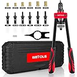 WETOLS Rivet Nut Tool, Hand Rivet Nut Tool with 7 Metric & Inch Mandrels M6 M8 M10, 1/4-20, 5/16-18, 3/8-16, 70pcs Rivnuts and Blow Carry Case - WE-882
