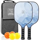 Pickleball Paddles Set of 2, 2023 USAPA Approved, Carbon Fiber Surface (CHS), Polypropylene Honeycomb Core, Anti-Slip Sweat-Absorbing Grip, 4 Pickleball, Portable Carry Bag (Blue)