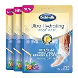 Dr. Scholl's Dry, Cracked Skin Ultra Hydrating Foot Mask 3 Pk, Intensely Moisturizes, Repairs, Softens Rough Dry Skin on Feet with Urea & Essential Oils, Foot Care, Disposable Foot Moisturizing Socks