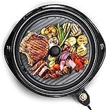 Elite Gourmet Smokeless Indoor Electric BBQ Grill with Glass Lid, Dishwasher Safe, PFOA-Free Nonstick, Adjustable Temperature, Fast Heat Up, Low-Fat Meals Easy to Clean Design