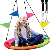 40 Inch Tree Swing Saucer Swing - 800Lb Weight Capacity, 900D Oxford Waterproof, With Hanging Straps Tree Swings for Kids Outdoor Swing For Kids Swing | Tire Swing | Tree Swing For Adults | Disc Swing