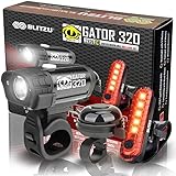 BLITZU 2023 Bike Lights Set with Bell USB-C Rechargeable. Bicycle Accessories for Night Riding, Cycling. Powerful Front Headlight, Back Rear LED Taillight. Road Safety for Men, Women, Kids.