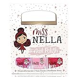 MISS NELLA-Peel Off, Odour Free, Water Base & Safe for kids nail polish pack of 3 (PINK GLITTER ATTACK)