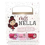 MISS NELLA-Peel Off, Odour Free, Water Base & Safe for kids nail polish pack of 3 (PINK GLITTER ATTACK)