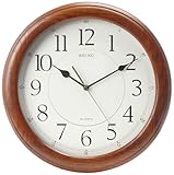 Seiko Wall Clock Quiet Sweep Second Hand Dark Brown Solid Oak Case
