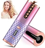 Automatic Curling Iron, Cordless Auto Hair Curler, Fast Heating Iron for Styling, Hair Curler with 6 Temps & Timers, Portable Auto Shut-Off Curling Wand for Girls, Multicolour