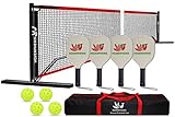 Hoverphenix Driveway Portable Pickleball Set with Paddles, Balls, Carry Bag, and Weather Resistant Net System