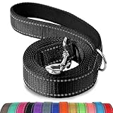 Joytale Double-Sided Reflective Dog Leash, 6 FT/5 FT/4 FT, Padded Handle Nylon Dogs Leashes for Medium & Large Dogs Walking, Black, 6FT