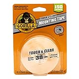 Gorilla Tough & Clear Double Sided Adhesive Mounting Tape, Extra Large, 1' x 150', Clear, (Pack of 1)