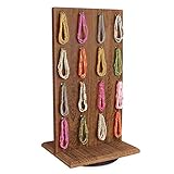 Ikee Design Wooden Rotating Two-Sided Jewelry Display Stand, Rotating Organizer with 32 Hooks for Store, Home Decoration, Brown Color, 9' W x 7 1/2' D x 16 1/2' H