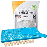 Lip Balm Container Tray Kit with Fill Tray and Spatula, BPA Free, Made in the USA, Includes 50 Clear Lip Balm Containers with Caps (0.15 oz each) by Mary Tylor Naturals