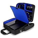 USA GEAR Console Carrying Case - PS4 Case Compatible with Playstation 4 Slim, PS4 Pro, and PS3 - Customizable Interior Stores PS4 Games, PS4 Controller, PS4 Headset, and More Gaming Accessories (Blue)