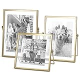 AceList Set of 3 Glass Photo Frame Collection Simple Metal Geometric Picture Frame with Glass Cover Includes 4 x 4, 4 x 6, 5 x 7