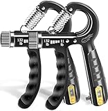 FLYFE Grip Strength Trainer, Plastic, 2 Pack 11-132 lbs, Forearm Strengthener, Hand Squeezer Adjustable Resistance, Hand Grip Strengthener for Muscle Building and Injury Recovery (Black)