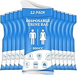 DIBBATU Disposable Urine Bag,12 PCS 800ML for Travel, Emergency Portable Pee Bag and Vomit Bags, Unisex Urinal Bag as Toilet Bag Suitable for Camping, Traffic Jams, Pregnant, Patient, Kids