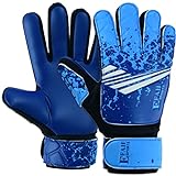EFAH SPORTS Soccer Goalkeeper Gloves for Kids Boys Children Youth Football Goalie Gloves with Super Grip Protection Palms (Size 4 Suitable for 6 to 9 Years Old, Blue)
