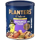 PLANTERS Deluxe Salted Mixed Nuts, Party Snacks, Plant-Based Protein 15.25oz (1 Canister)
