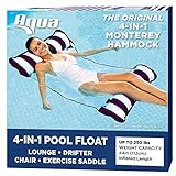 Aqua Original 4-in-1 Monterey Hammock Pool Float & Water Hammock – Multi-Purpose, Inflatable Pool Floats for Adults – Patented Thick, Non-Stick PVC Material – Navy