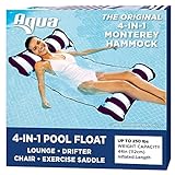 Aqua Original 4-in-1 Monterey Hammock Pool Float & Water Hammock – Multi-Purpose, Inflatable Pool Floats for Adults – Patented Thick, Non-Stick PVC Material – Navy