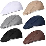 Geyoga 6 Pieces Men's Mesh Flat Cap Breathable Summer Newsboy Hat Cabbie Flat Cap (Multicolor Flat)