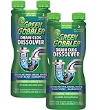 Green Gobbler Liquid Hair Drain Clog Remover & Cleaner, For Toilets, Sinks, Tubs - Septic Safe, 2 Pack