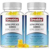 GREABBY Alpha Lipoic Acid 600mg Gummies, Sugar Free Chewable ALA Supplement for Antioxidant & Nervous System Support, Brian & Skin Health, Pineapple Flavor, 120 Count