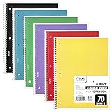 Mead Spiral Notebooks, 6 Pack, 1-Subject, College Ruled Paper, 7-1/2' x 10-1/2', 70 Sheets per Notebook, Assorted Colors (73065)