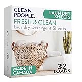 The Clean People Laundry Detergent Sheets - Hypoallergenic Laundry Soap - Ultra Concentrated, Recyclable Packaging, Stain Fighting - Fresh Scent, 32 Pack