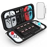 HEYSTOP Carry Case Compatible with Nintendo Switch & Nintendo Switch OLED Model 2021, Portable Travel Carry Case for Accessories and Console, White