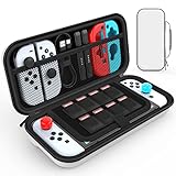 HEYSTOP Carry Case Compatible with Nintendo Switch & Nintendo Switch OLED Model 2021, Portable Travel Carry Case for Accessories and Console, White