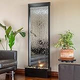 Alpine Corporation MLT102 Mirror Waterfall Fountain with Stones and Light, 72 Inch Tall, Silver