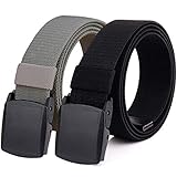 HOANAN 2-Pack Elastic Stretch Belt, Men’s Plus Size No Metal Nylon Tactical Hiking Belt(black/grey-up to 42')