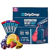 DripDrop Hydration - Electrolyte Powder Packets - Grape, Fruit Punch, Strawberry Lemonade, Cherry - 32 Count