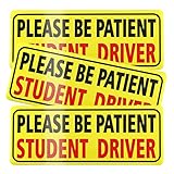 JUSTTOP 3pcs Magnet for Car, Please Be Patient Student Driver, New Drivers Sticker Safety Warning, Magnetic Reflective Rookie Driver Bumper Sticker (Black&Red)