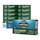 Wild Planet Wild Sardines in Extra Virgin Olive Oil, Lightly Smoked, Tinned Fish, Sustainably Caught, Non-GMO, Kosher, Gluten Free, 4.4. Ounce (Pack of 12)